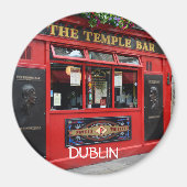 Runder Red Temple Bar pub-Magnet mit Text Dublin Magnet (Vorne)