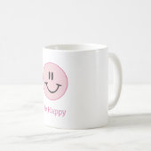 Runder rosa Glücklich lächeln Kaffeetasse (VorderseiteRechts)