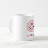 Runder rosa Glücklich lächeln Kaffeetasse (Vorderseite Links)