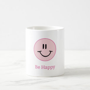 Runder rosa Glücklich lächeln Kaffeetasse