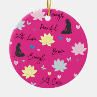 Runder rosa Schmuck | Innere Stärke Florales Desig Keramik Ornament