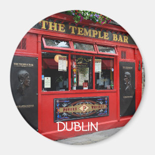Runder roter Tempel-Bar Pubmagnet mit Text Dublin Magnet