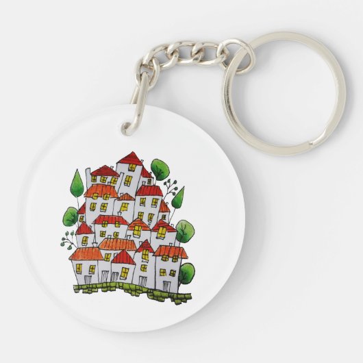 Runder Schlüsselanhänger (Doodle - handgezeichnet) (Rückseite)