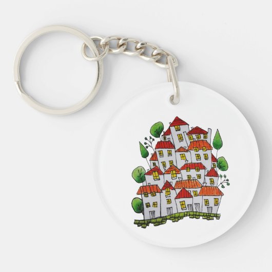 Runder Schlüsselanhänger (Doodle - handgezeichnet) (Vorderseite)