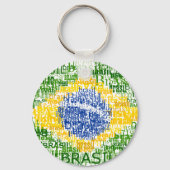Runder Schlüsselanhänger für Brasil-Text-Flag (Vorderseite)