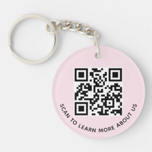 Runder Schlüsselanhänger mit rosa Acryl-QR-Code un