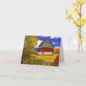 Runder Stall im Herbst geklappte Grußkarte Karte (Gelbe Blume)