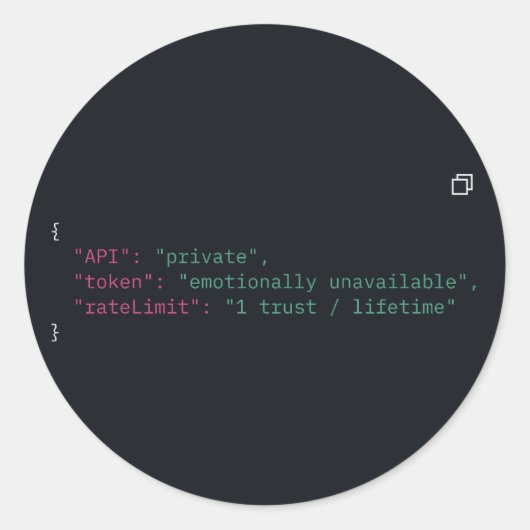 Runder Sticker für den Spaß "Black Coder" - Anpass (Vorderseite)