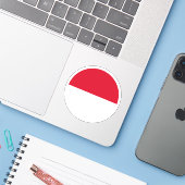 Runder Sticker für die Flagge von Monaco (Laptop mit iPhone)