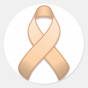 Runder Sticker für die Peach Awareness Ribbon