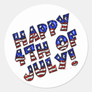 Runder Sticker/Happy 4. Juli Aufkleber