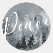 Runder Sticker Weihnachtsschneebaum Marine Wasserf