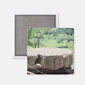 Runder Stone Carved Block Maya Ruins Copan Foto Magnet (Vorderseite/Rückseite)