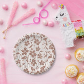 Runder Teller mit braunem Blumenmuster (Party)