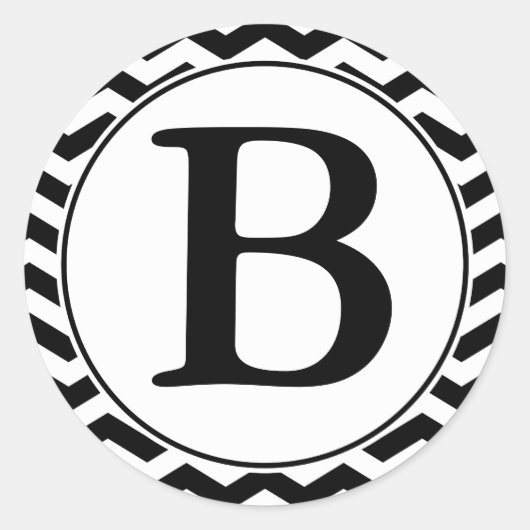 Runder Umschlag Aufkleber mit Monogramm - Schwarz/ (Vorderseite)
