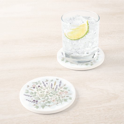 Runder Untersetzer - Botanische Wasserfarbe (Seite)