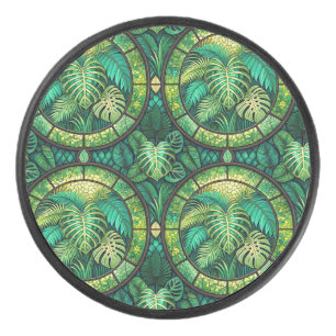 Runder Untersetzer mit einem lebendigen Blumenmust Eishockey Puck
