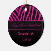 Runder Verzierungs-Pink-Schwarzeszebra-Bonbon 16 Keramik Ornament (Links)