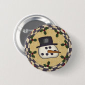 Runder Weihnachtsknopf - Schneemann-Gesicht Button (Vorne & Hinten)