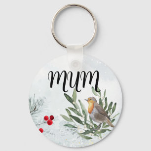 Runder Weihnachtsrobin-Schlüsselanhänger Schlüsselanhänger