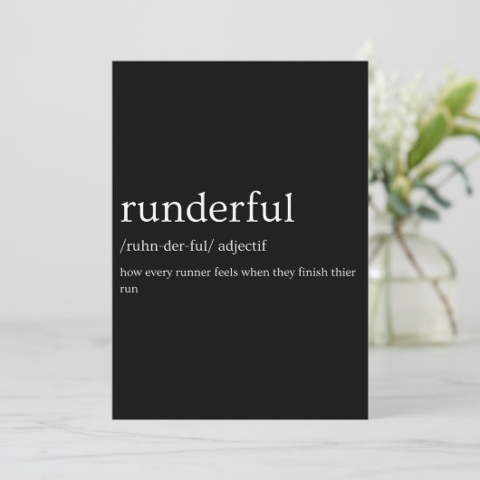 Runderful Running Definition Funny Runner Geschenk Feiertagskarte (Stehend Vorderseite)