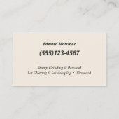 Runderneuerung der Baumstruktur und -entfernung Visitenkarte (Rückseite)