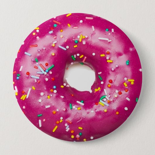 Rundes Abzeichen - Helle Pinkfarbene Donut Button (Vorderseite)