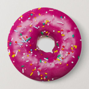 Rundes Abzeichen - Helle Pinkfarbene Donut Button