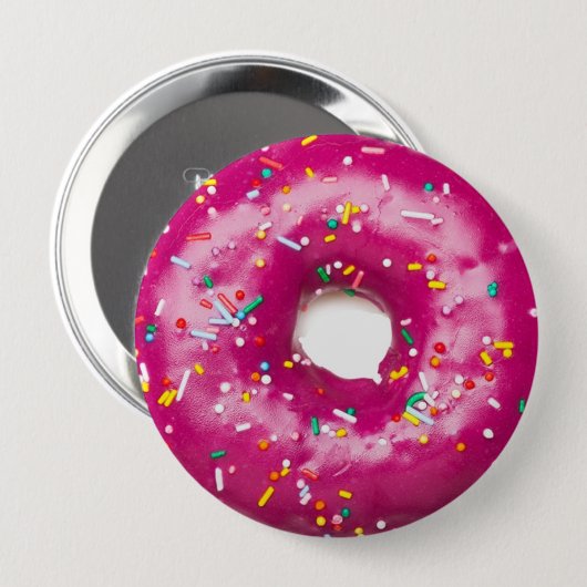 Rundes Abzeichen - Hellrosa Doughnut Button (Vorne & Hinten)