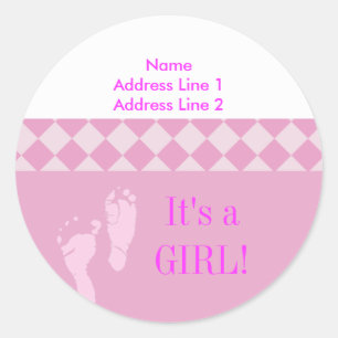 Rundes Adressetikett Rosa Babyfüße Baby Shower Runder Aufkleber