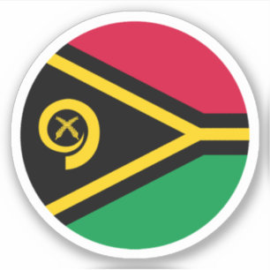 Rundes Aufkleber mit der Flagge von Vanuatu