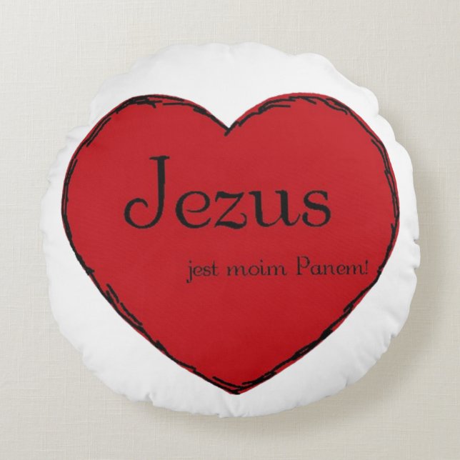 Rundes Baumwollkissen mit Herz Kissen (Vorderseite)