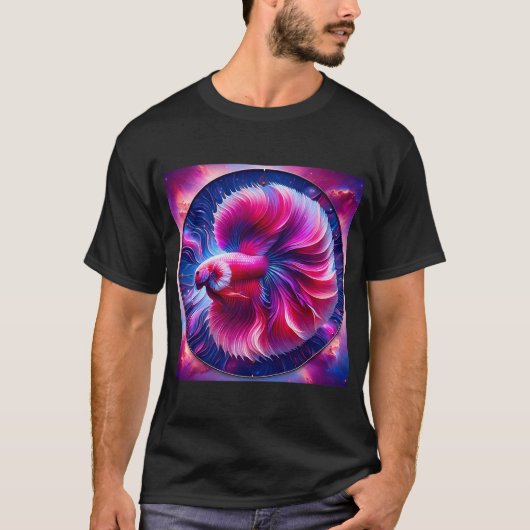 Rundes Betta-Fisch-Design T-Shirt (Vorderseite)