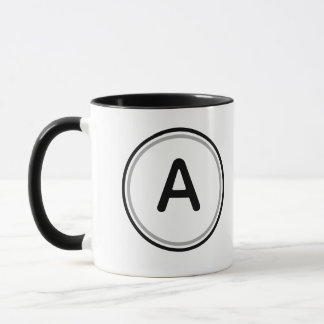 Rundes Buchstaben Alphabet Schwarzes Kreisdesign Tasse