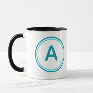 Rundes Buchstabenalphabet Cyan Kreis Design Tasse