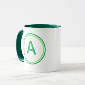 Rundes Buchstabenalphabet Grünkreis-Design Tasse (Vorderseite Links)