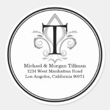Rundes einfaches Etikett Flecker Monogram Address 