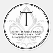 Rundes einfaches Etikett Flecker Monogram Address 