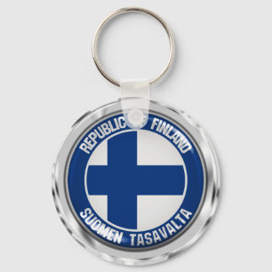 Rundes Emblem Finnlands Schlüsselanhänger
