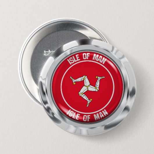 Rundes Emblem Isle of Mans Button (Vorne & Hinten)