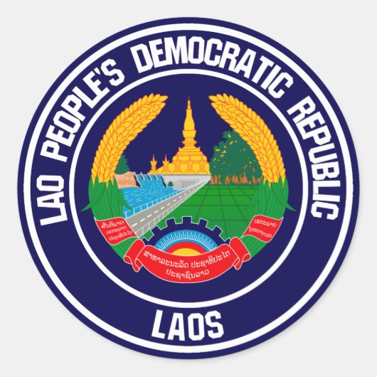 Rundes Emblem Laos Runder Aufkleber (Vorderseite)