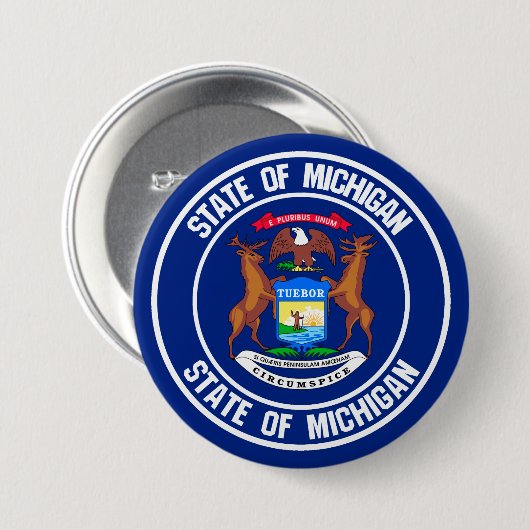Rundes Emblem Michigans Button (Vorne & Hinten)