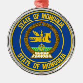 Rundes Emblem Mongolei Ornament Aus Metall (Vorne)