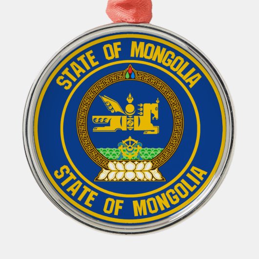 Rundes Emblem Mongolei Ornament Aus Metall (Vorne)