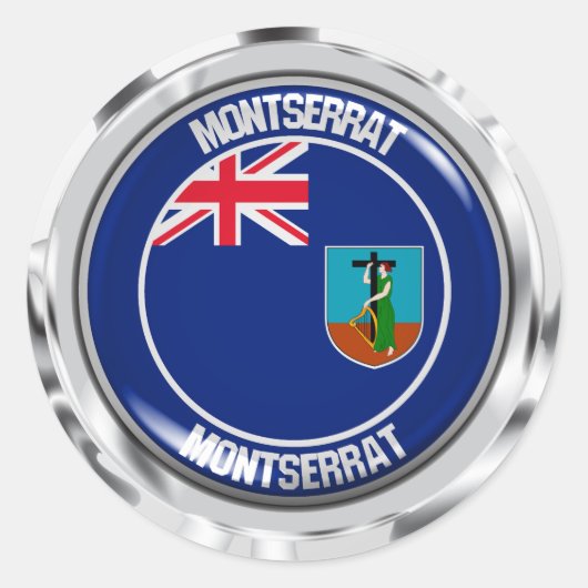 Rundes Emblem Montserrats Runder Aufkleber (Vorderseite)