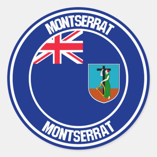 Rundes Emblem Montserrats Runder Aufkleber (Vorderseite)