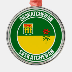 Rundes Emblem Saskatchewans Ornament Aus Metall