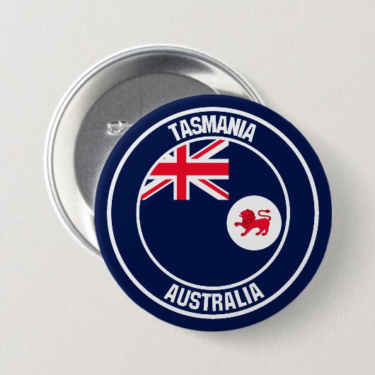 Rundes Emblem Tasmaniens Button (Vorne & Hinten)