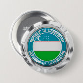 Rundes Emblem Usbekistans Button (Vorne & Hinten)