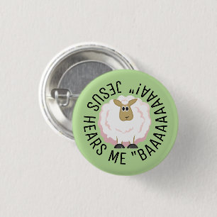 Rundes flauschiges Schaf Cartoon Button